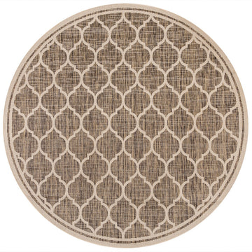 Trebol Moroccan Trellis Textured Weave Indoor/outdoor Round Rug